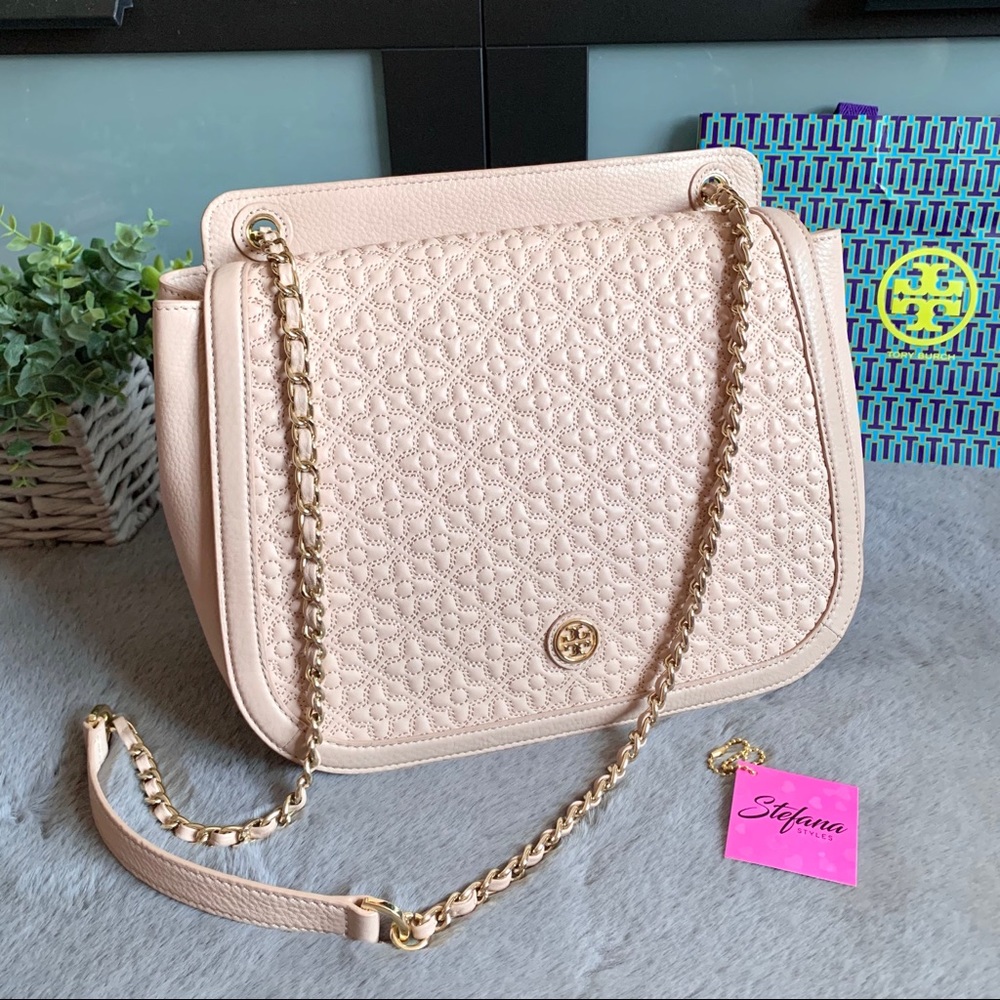 Tory Burch Bryant Pink Quilted Chain Flap Bag
